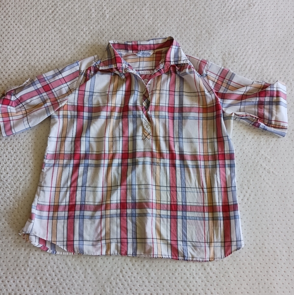 Vintage 80s Miss fashionality cute button-up plaid cottage-core blouse - Picture 4 of 11